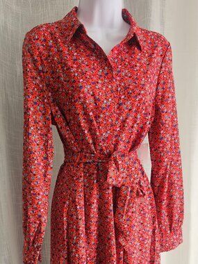 Amazon Essentials Women's Georgette Long Sleeve Midi Length Shirt Dress Size US